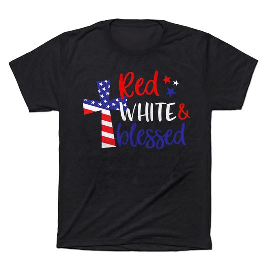 Discover Fourth Of July Unisex T-Shirt Red White Blessed