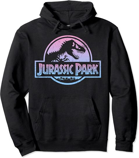 Jurassic Park Hoodie Pink Blue Gradient Distressed Logo