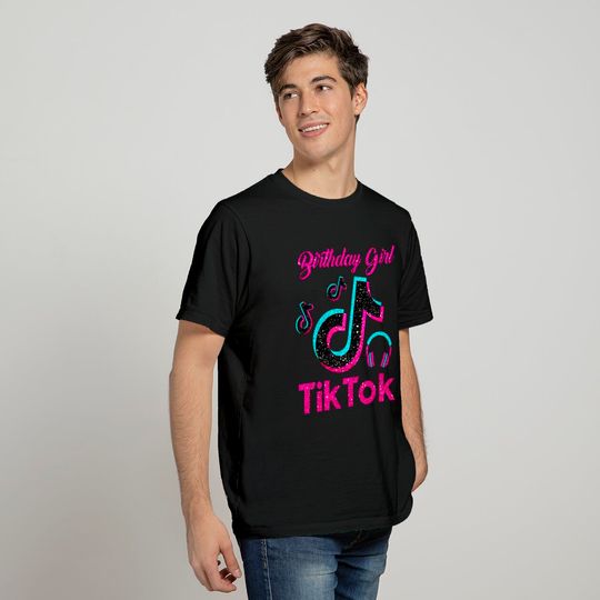 Personalized Tik Tok Birthday Girl Music T-Shirt Bella Poarch