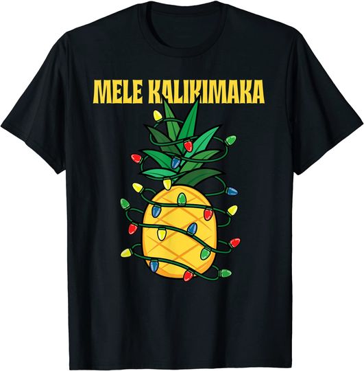 Mele Kalikimaka Funny Hawaii Christmas Lights Pineapple T-Shirt