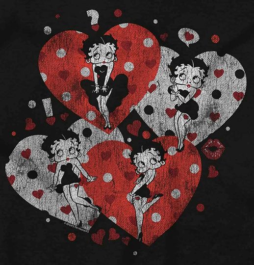 Betty Boop Love Hearts And Kisses Zip Hoodie