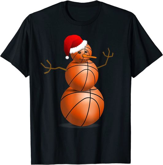 Basketball Graphic T-Shirt Christmas Basketball Snowman