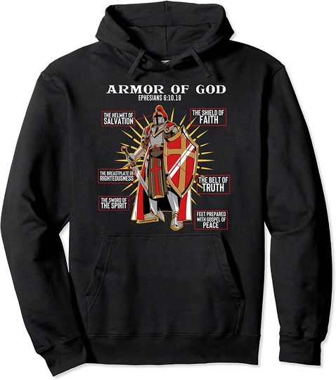 Crusader Flag Hoodie Armor Of God Religious Christan Knight Templar Crusader