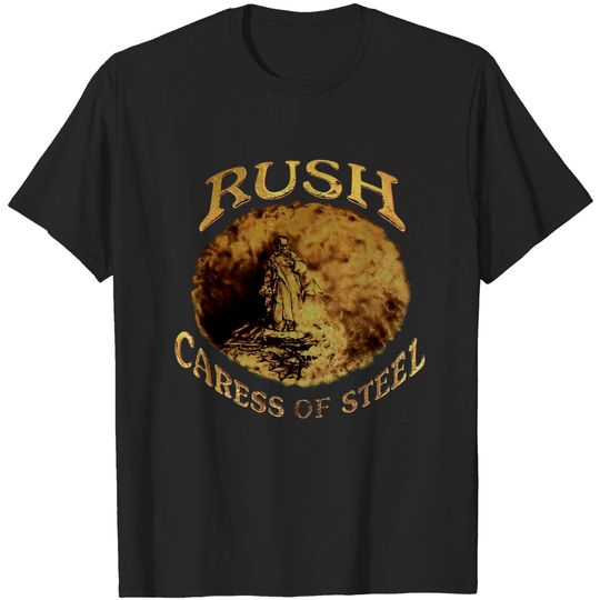 Discover Rush Caress Of Steel Track List Band Logo T Shirt