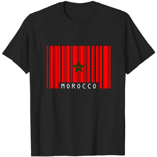 Discover Morocco Barcode Style Flag - Mens Premium Cotton T-Shirt