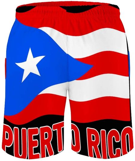 Puerto Rico Flag Puerto Rican Mens Swim Trunks Quick Dry Summer Beach Board Shorts