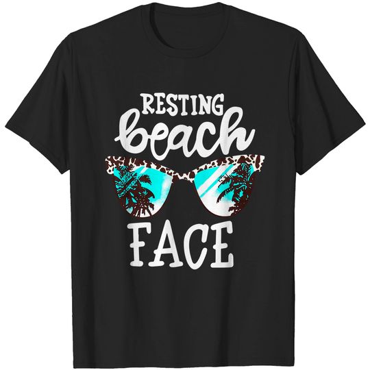 Discover Resting Beach Face T-Shirt Women Leopard Sunglasses Graphic Shirt
