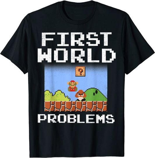 Mario T-Shirt Super Mario Retro 8 Bit First World Problems Graphic