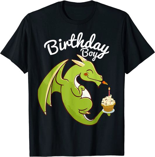 Wings Of Fire T-Shirt Birthday Boy Dragon Theme Cupcake Candle Fire