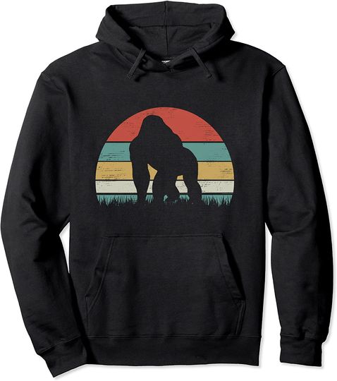 Gorilla Silhouette Hoodie Silverback Gorilla Silhouette Distressed Vintage