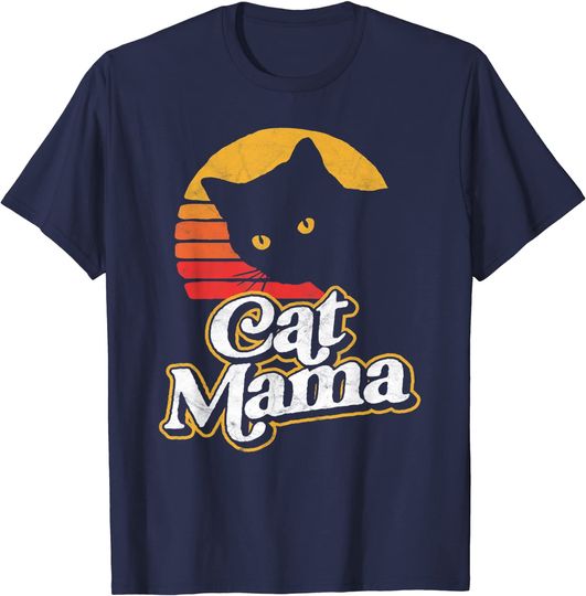 Discover Cat Mama Vintage Eighties Style Cat Retro Distressed T-Shirt