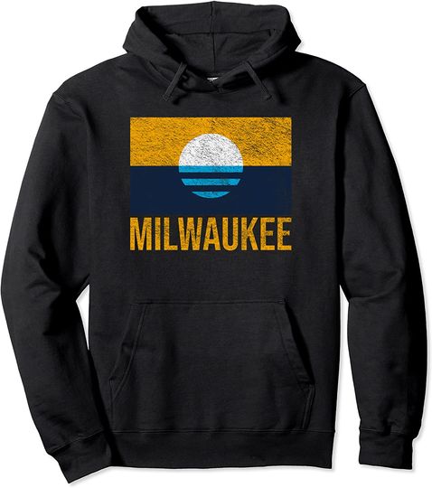 Milwaukee Hoodie WISCONSIN CITY FLAG PEOPLE'S FLAG SUNRISE LAKE Pullover