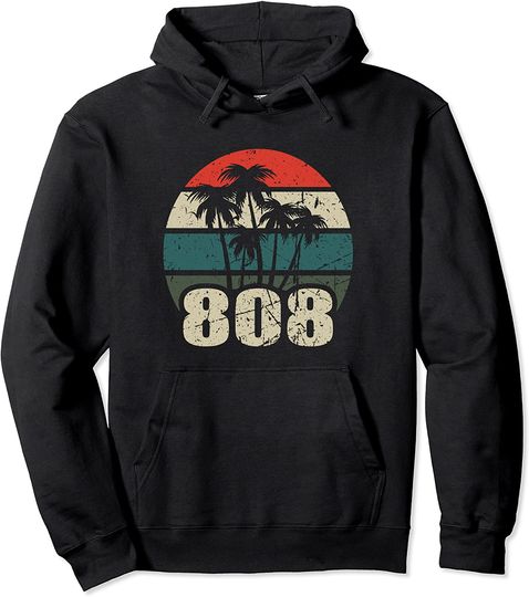 Hawaii 808 Oahu Waikiki Maui Kona Kauai Hawaiian Area Code Pullover Hoodie