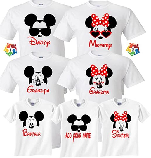 Discover Mickey & Minnie Custom Name Disney Face T Shirts