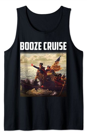 Political Party Booze Cruise Shades & Red Cups Patriotic Tank Top