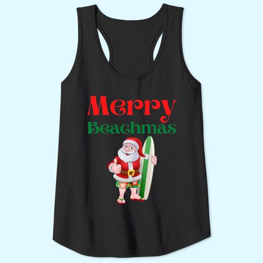 Merry Beachmas Surfing At The Beach Classic Tank Tops