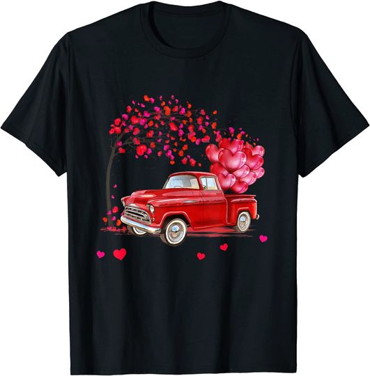 Red Truck Happy Valentines Day 2022 Couple Matching T-Shirt