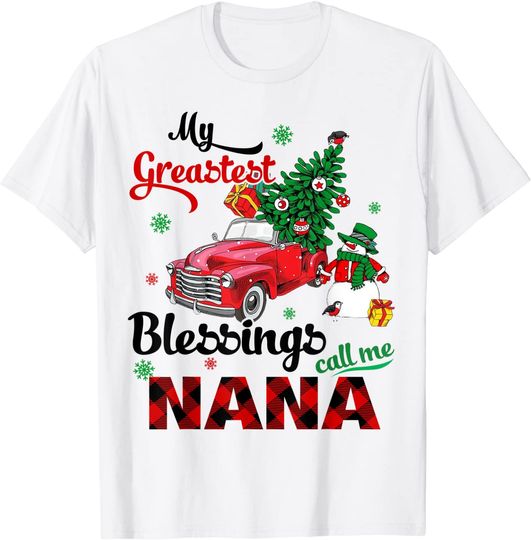 My Greatest Blessings Call Me Nana Red Plaid Christmas T-Shirt