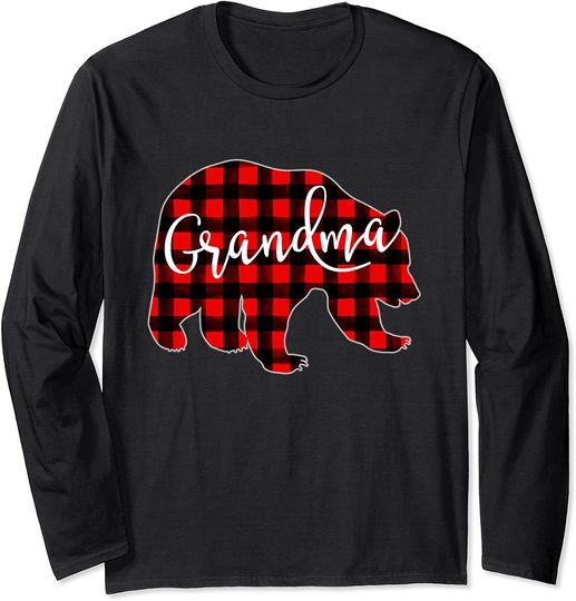 Red Plaid Grandma Bear Matching Pajama Family Buffalo Long Sleeve