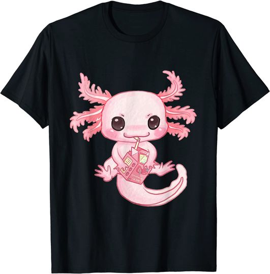 Axolotl Pastel Goth Strawberry Milk Shake Anime Aesthetic T-Shirt