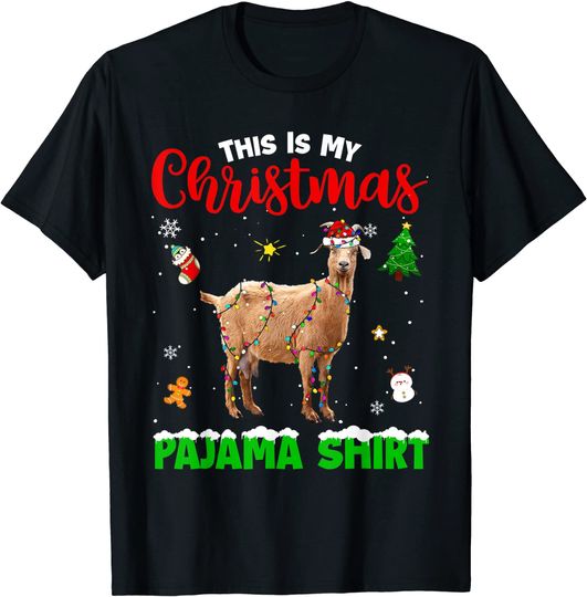 Funny This Is My Christmas Pajama Shirt Goat Red Plaid T-Shirt
