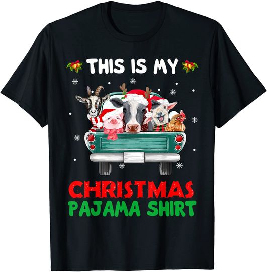 Discover This Is My Christmas Pajama Shirt Farm Animals Truck Costume T-Shirt