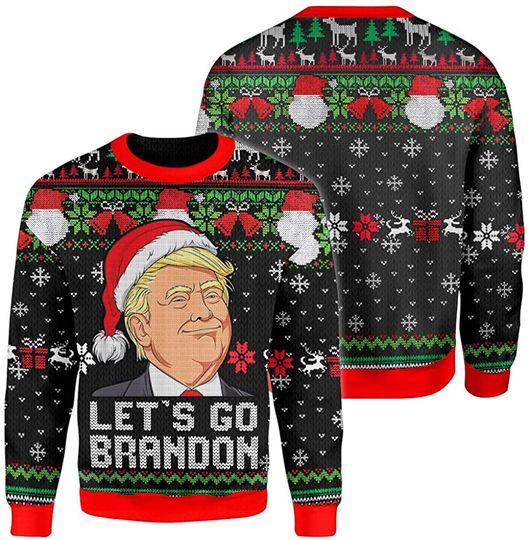 Let's go Brandon Trump Black 3D All-Over Knitting Pattern Full Printed Sweatshirt