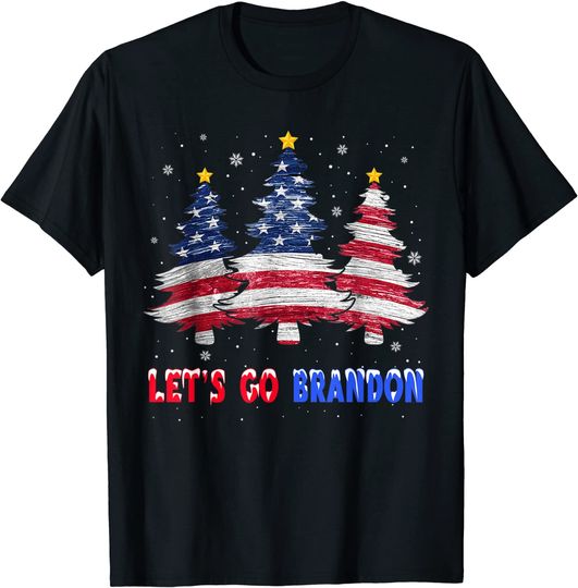 Let's Go Brandon Tree American Flag Christmas T-Shirt