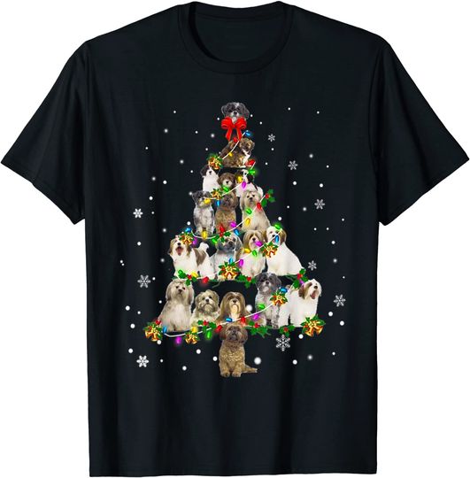 Cute Lhasa Apso dog Christmas Tree gift decor Xmas tree T-Shirt