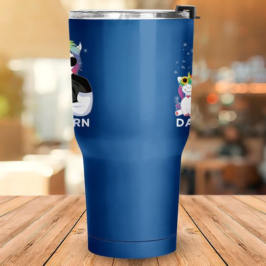 Dadacorn Muscle Unicorn Dad Baby, Daughter, Fathers Day Gift Tumbler 30 Oz