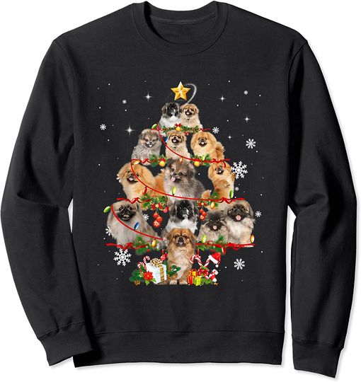 Pekingeses Christmas Tree Lights Pekingese Dog Lover Sweatshirt