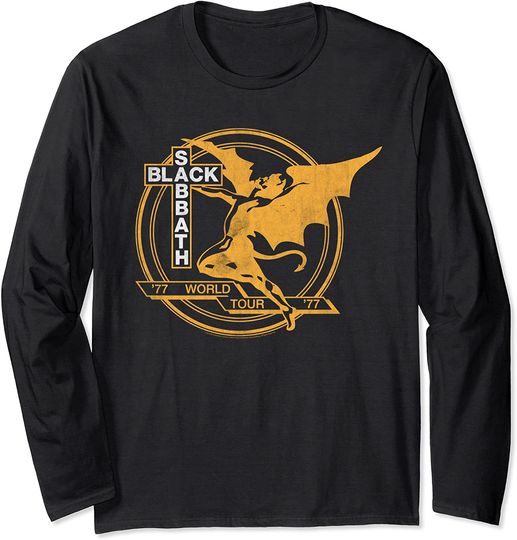 Black Sabbath  World Tour '77 White/Yellow Long Sleeve T-Shirt