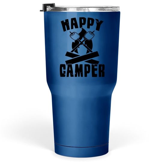 Happy Camper Tumbler 30 Oz Funny Camping Cool Hiking Graphic Vintage Tumblers 30 oz 80s Saying