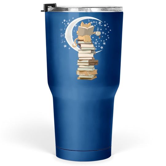 Kittens, Cats, Tea And Books Gift Reading By Moonlight Tumbler 30 Oz