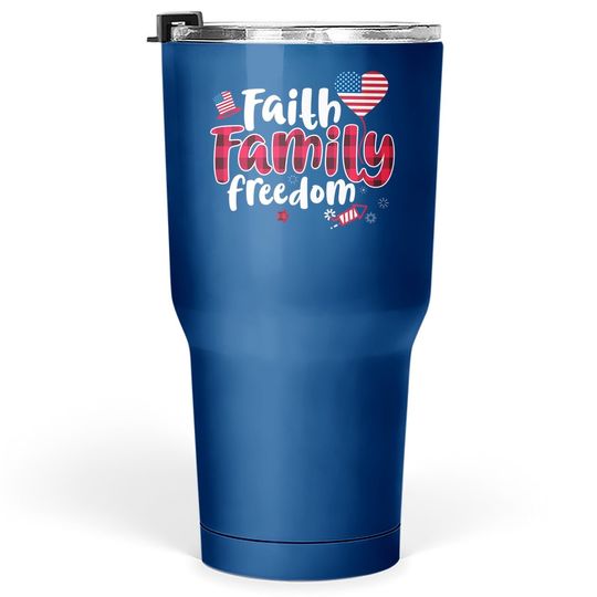 Faith Family Freedom Tumbler 30 Oz 4th Of July Buffalo Plaid Gift