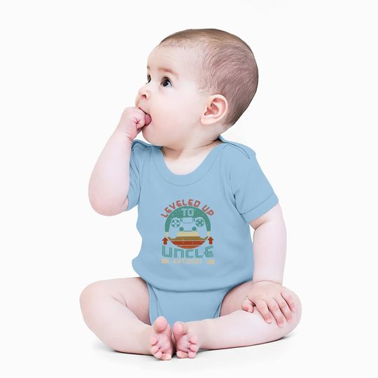 Promoted To Uncle Est 2021 Leveled Up Funny Baby Bodysuit