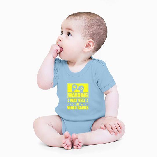 Warning May Yell At Video Games Funny Gamer Baby Bodysuit