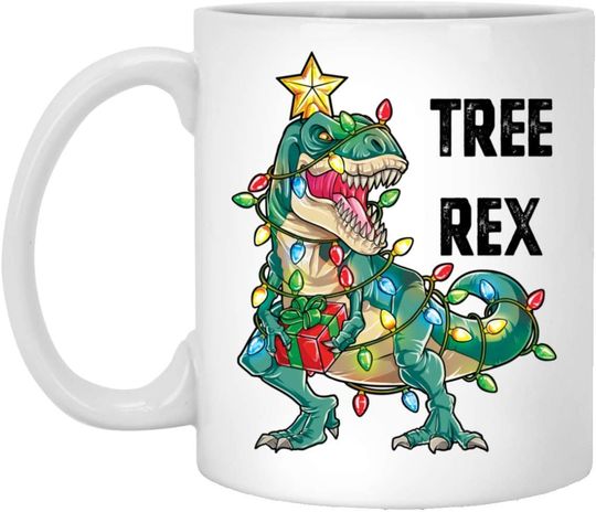 Tree Rex Christmas Dinosaur Mug