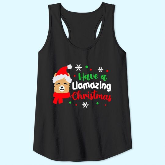 Have A Llamazing Christmas Santa Hat Tank Tops