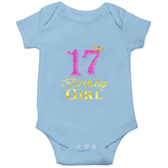 17th Birthday Girl Princess Baby Bodysuit 17 Years Old 17th Birthday Baby Bodysuit
