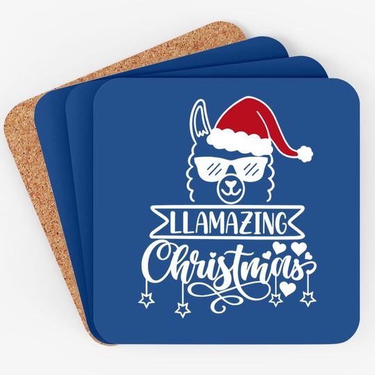 Have A Llamazing Christmas Santa Claus Coasters
