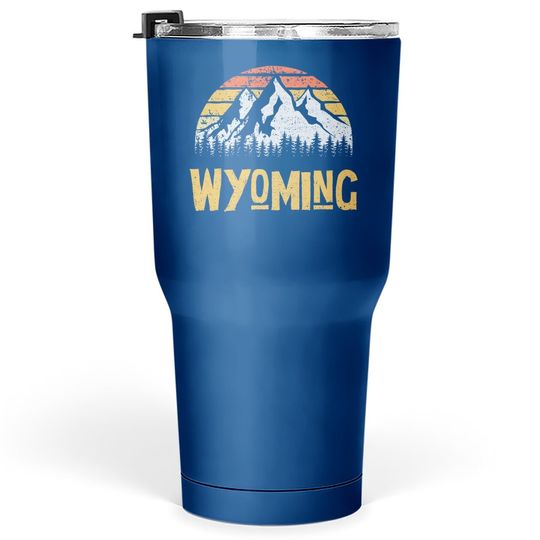 Vintage Retro Wy Wyoming U.s Mountain State Tumbler 30 Oz