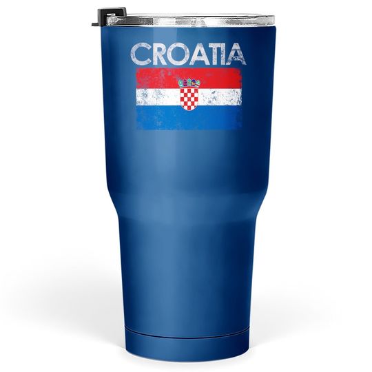 Vintage Croatia Croatian Flag Pride Gift Tumbler 30 Oz