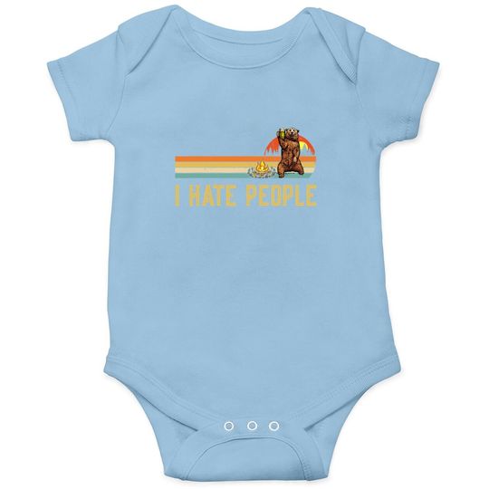 Bear Camping Baby Bodysuit I Hate People Bear Drinking Outdoor Lover Baby Bodysuit