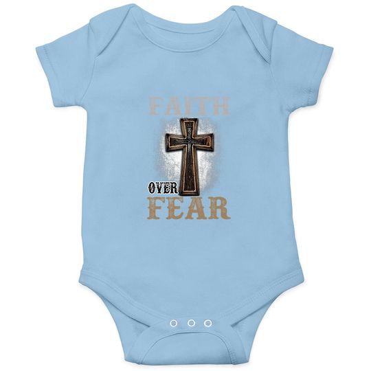 Faith Over Fear Wood Cross Religion Baby Bodysuit Adult Baby Bodysuit