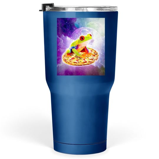 Red Eye Tree Frog Riding Pizza In Space Tumbler 30 Oz