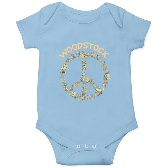Peanuts Woodstock 50th Anniversary Peace Sign Baby Bodysuit