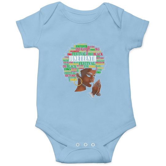 Juneteenth Melanin Black Natural Hair Afro Word Art Baby Bodysuit