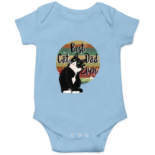 Best Cat Dad Ever Tuxedo Father's Day Gift Funny Retro Baby Bodysuit Baby Bodysuit