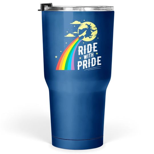 Ride With Pride Lgbt Gay Lesbian Witch Halloween Tumbler 30 Oz